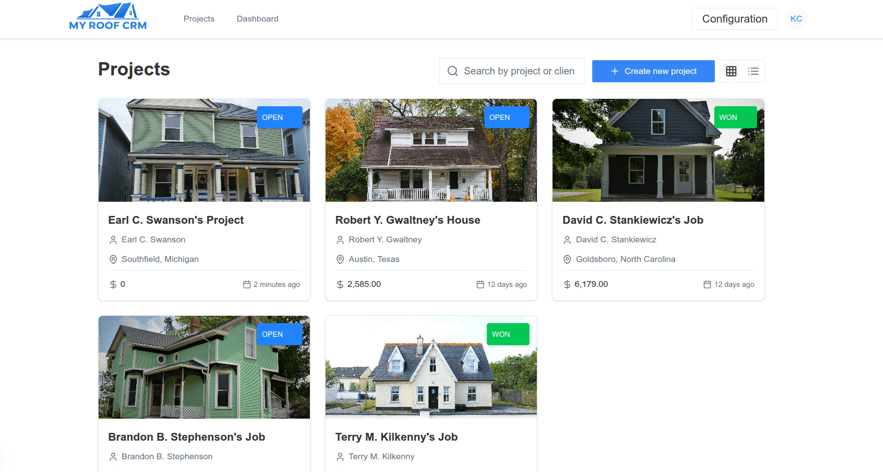 My Roof CRM landing hero product preview
